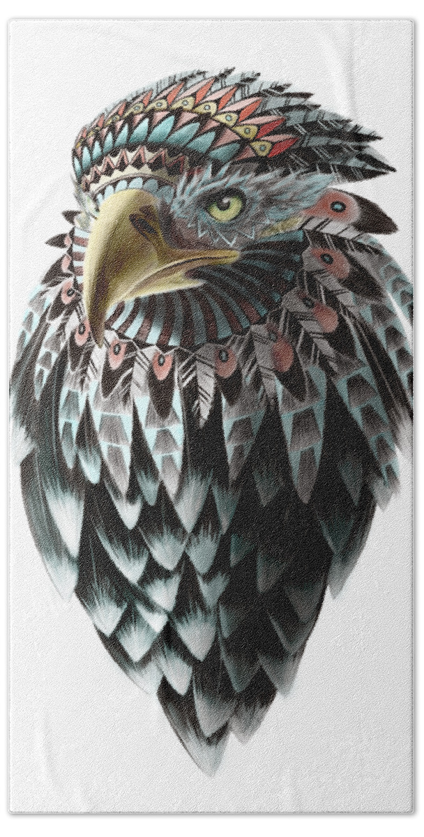 Fantasy Art Hand Towel featuring the painting Fantasy Eagle by Sassan Filsoof