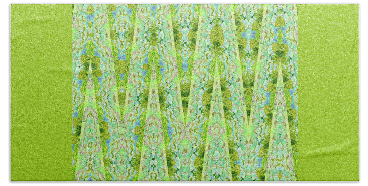 Lime Hand Towel featuring the digital art Fantasy Lime Forest Tapestry by Ann Johndro-Collins