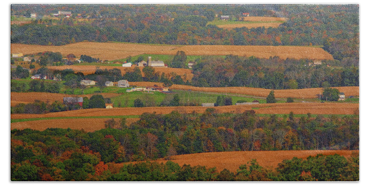 Farms Below The Pa At Hand Towel featuring the photograph Farms Below the PA AT by Raymond Salani III