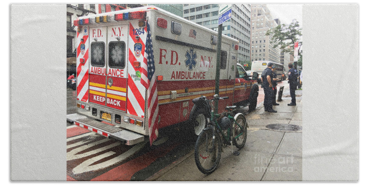 Fdny Bath Towel featuring the photograph F D N Y Ambulance - New York by Miriam Danar