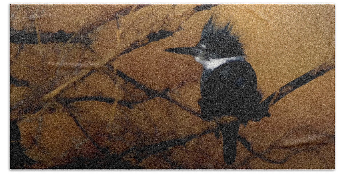Belted Kingfisher Bath Towel featuring the digital art Female Belted Kingfisher 2 by Ernest Echols