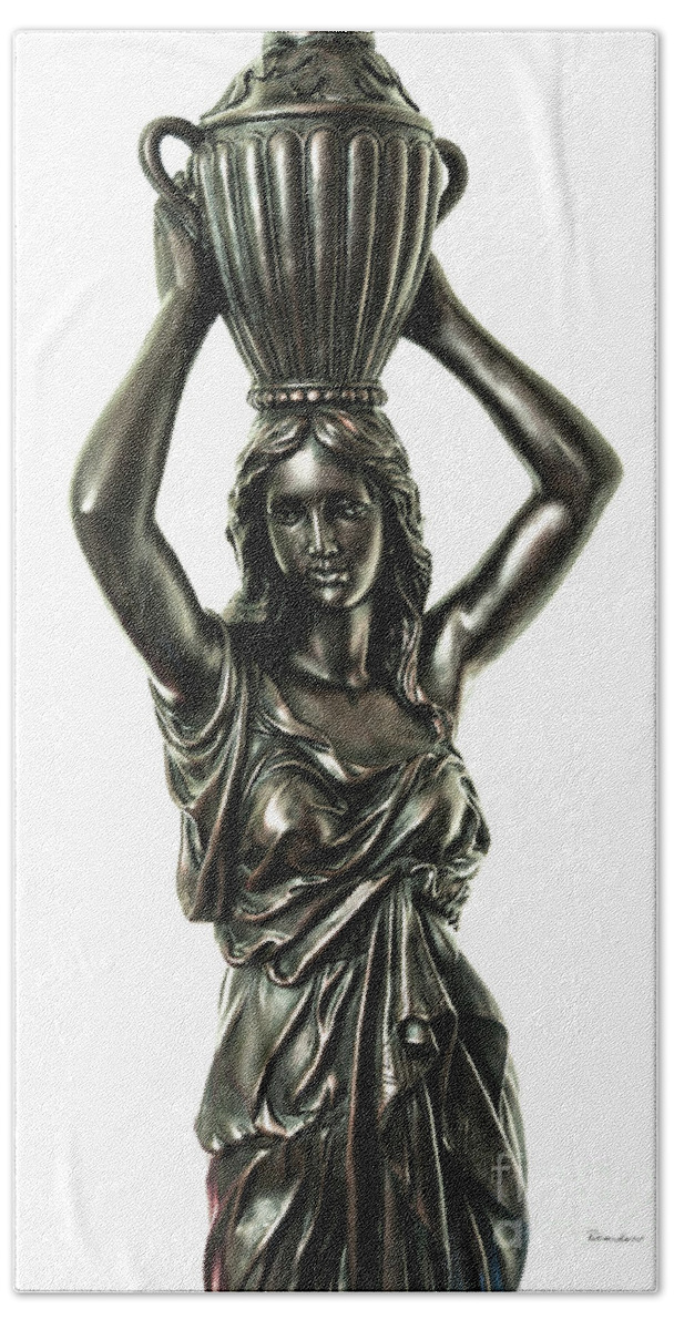Female Bath Towel featuring the photograph Female Water Goddess Bronze Statue 3288a by Ricardos Creations