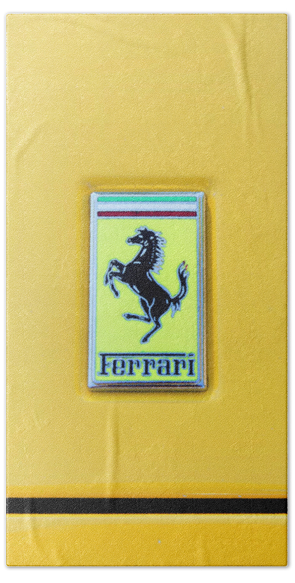 Ferrari Bath Towel featuring the photograph Ferrari Badge by Theresa Tahara