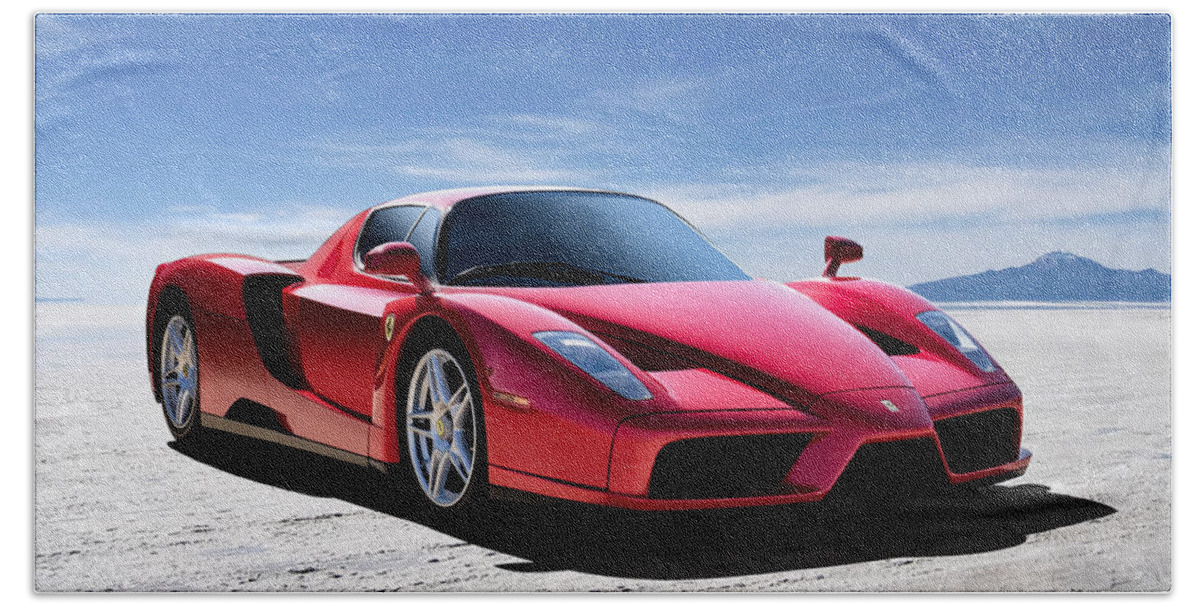 Ferrari Bath Sheet featuring the digital art Ferrari Enzo by Douglas Pittman