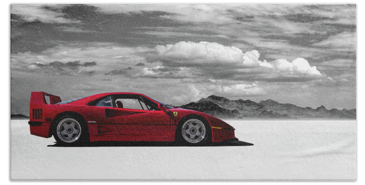 Ferrari Bath Sheet featuring the digital art Ferrari F40 by Douglas Pittman