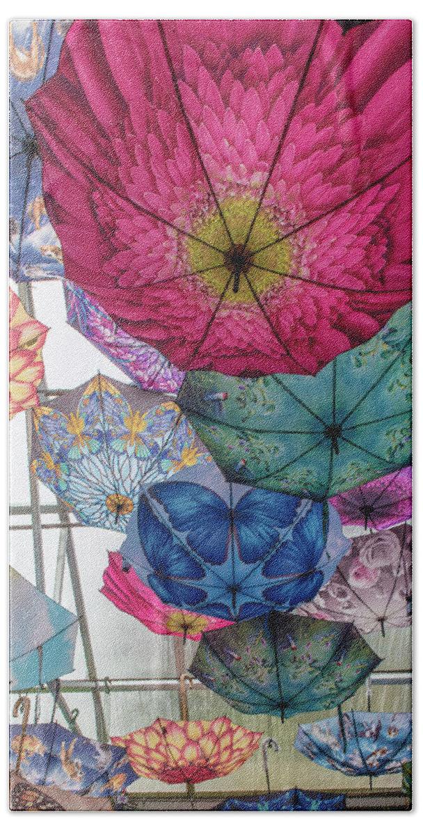 Umbrellas Bath Towel featuring the photograph Festival of umbrellas by Patricia Dennis