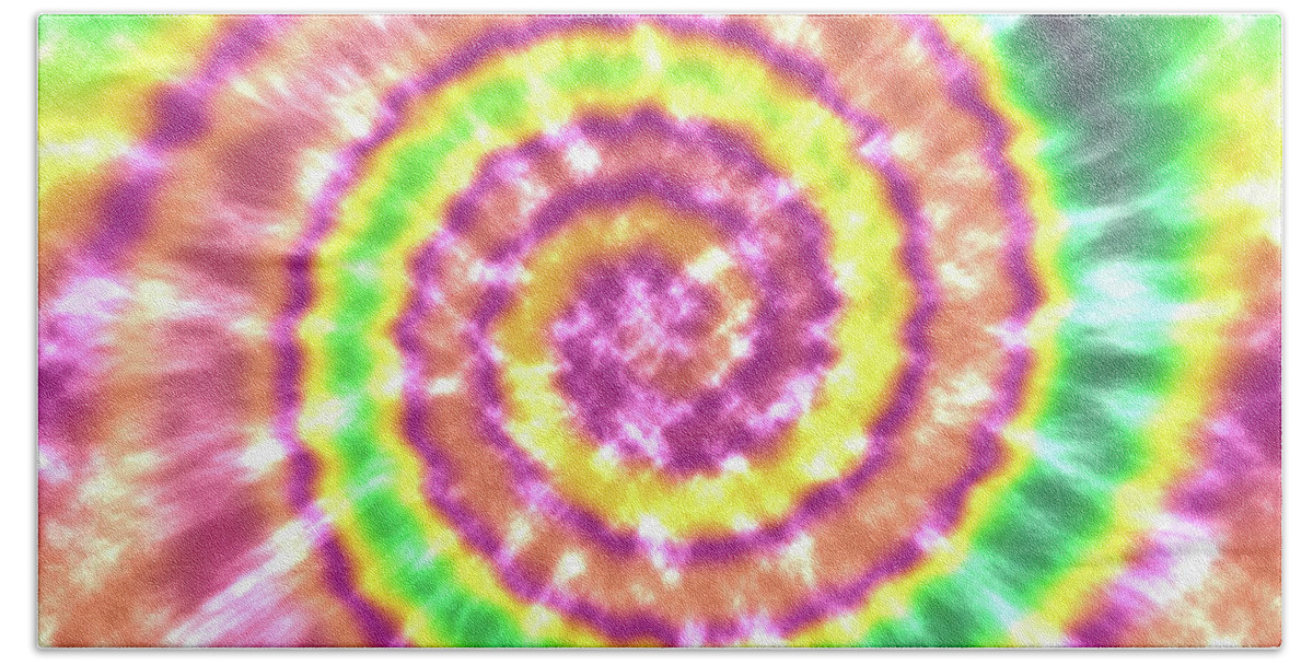 Festival Hand Towel featuring the mixed media Festival Spiral Bright Colors- Art by Linda Woods by Linda Woods