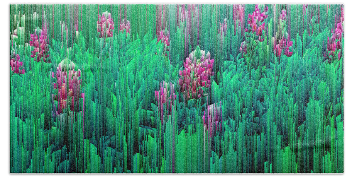 Glitch Bath Towel featuring the digital art Field of Glitches - Pixel Art by Jennifer Walsh