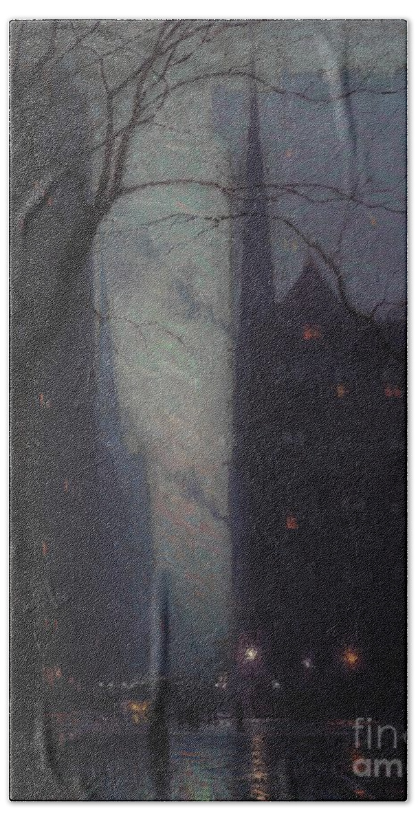 Fifth Hand Towel featuring the painting Fifth Avenue at Twilight by Lowell Birge Harrison