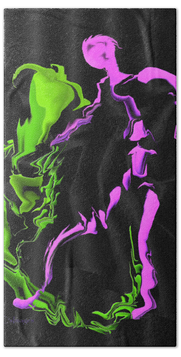 Digital Painting. Digital Abstract Hand Towel featuring the digital art Fighting the Demon by Kae Cheatham