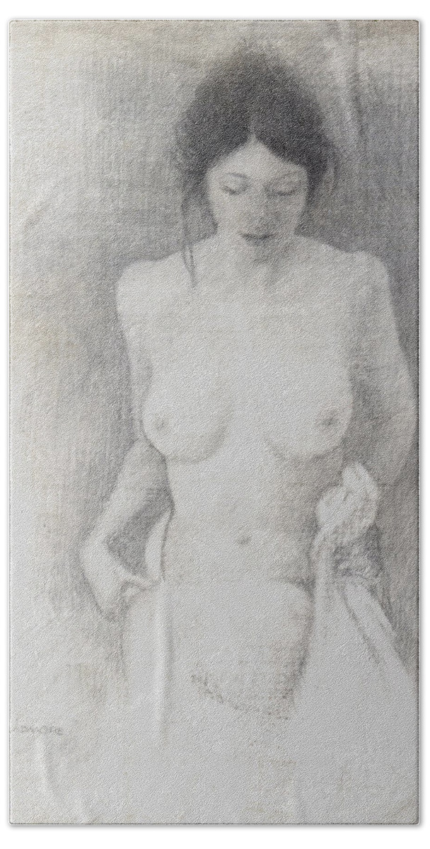 Breasts Hand Towel featuring the drawing Figure Study 6 by David Ladmore