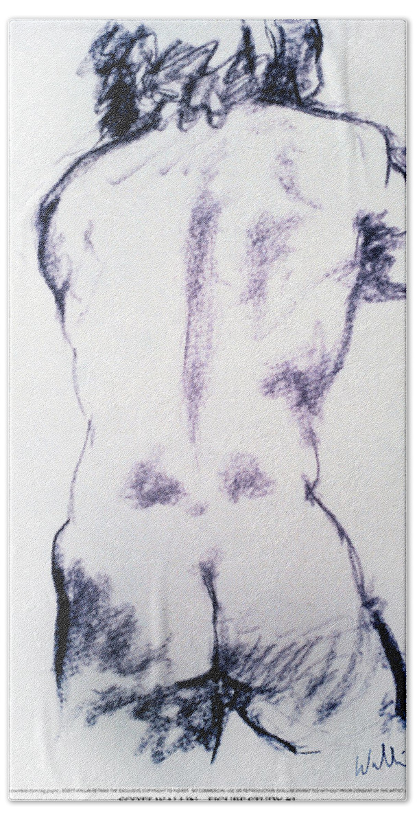 A Set Of Figure Studies Hand Towel featuring the drawing Figure Study One by Scott Wallin