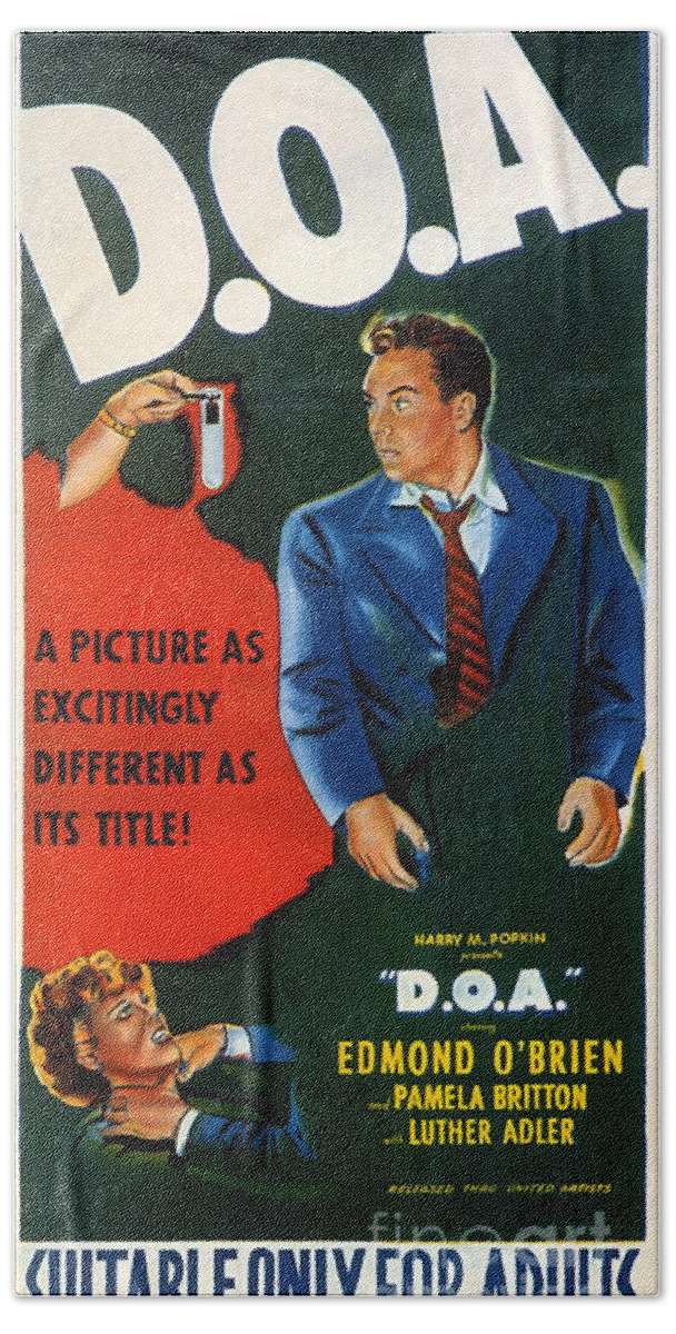 Film Noir Bath Towel featuring the painting Film Noir Movie Poster D O A by Vintage Collectables
