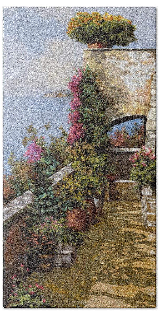 Fòloral Bath Sheet featuring the painting Fiori Ovunque by Guido Borelli