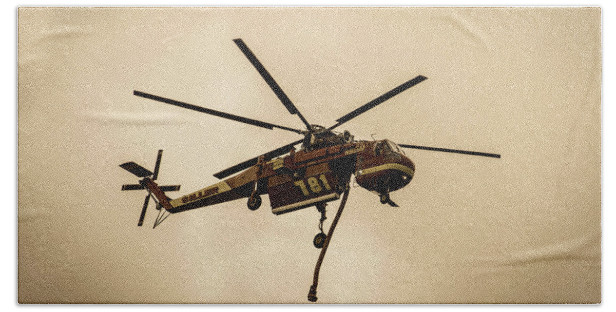 Helicopter Bath Towel featuring the photograph Fire Chopper by Steph Gabler
