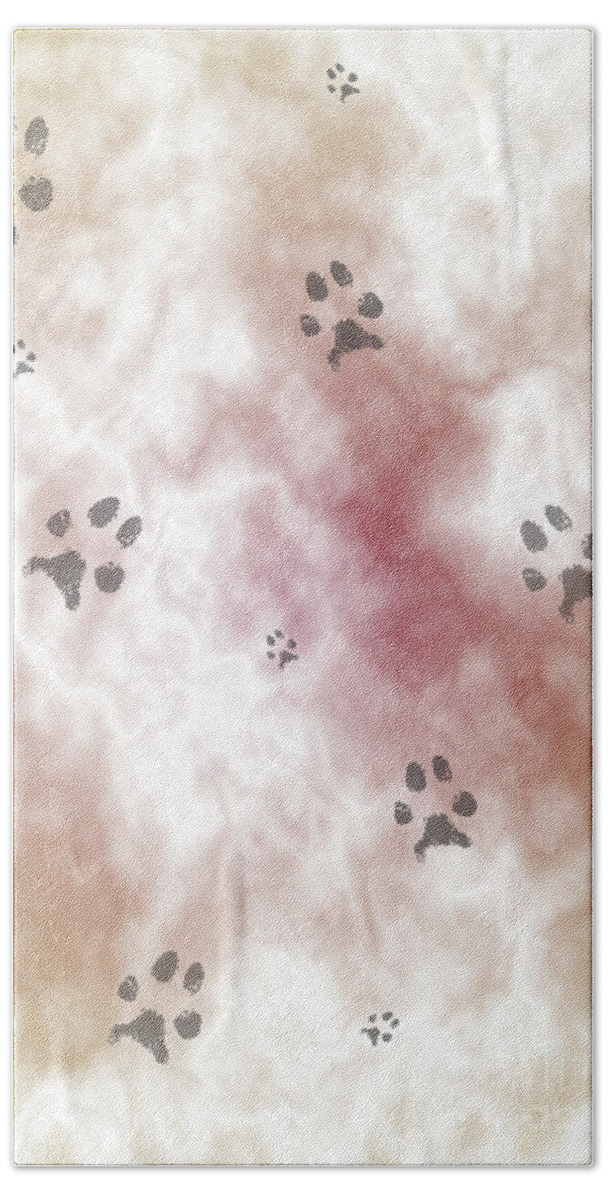 Paw Print Patter Hand Towel featuring the digital art Fire Paw Print Pattern by Raven Steel Design