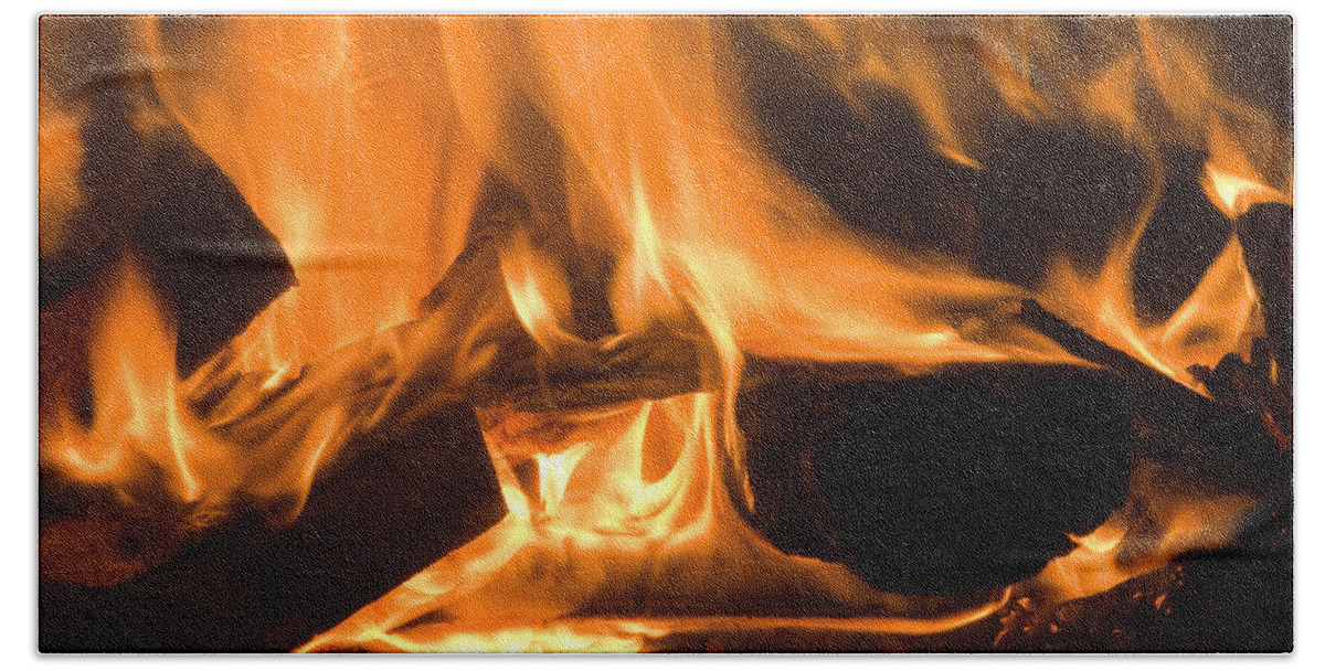 Inferno Bath Towel featuring the photograph Fire Place background by Michalakis Ppalis
