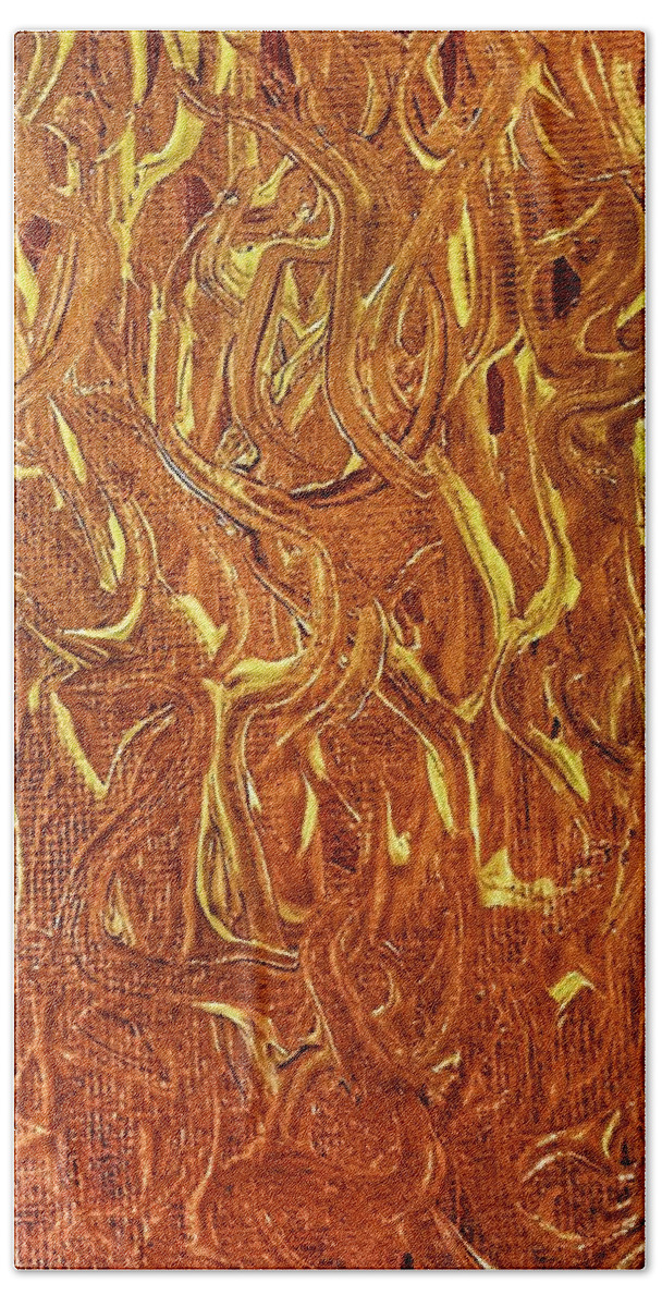Fire Bath Towel featuring the painting Fire by Rachel Hannah