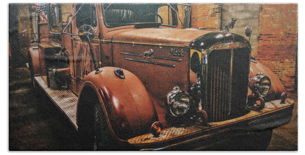Fire Hand Towel featuring the photograph Fire Truck by Mack by Paul Kercher