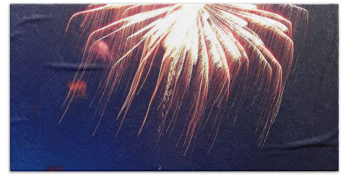 Firework Bath Towel featuring the photograph Fire Work Folly by Pattie Frost