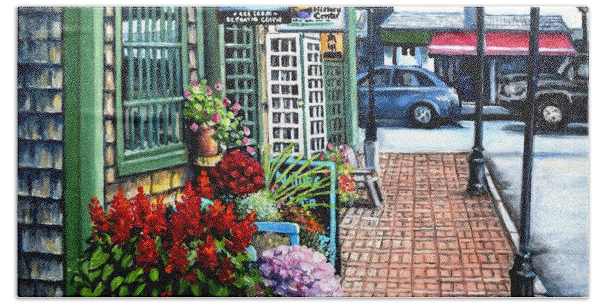Bar Harbor Hand Towel featuring the painting Firefly Lane Bar Harbor Maine by Eileen Patten Oliver