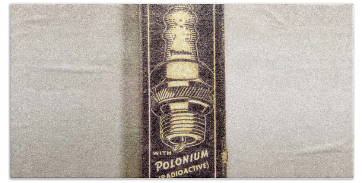 Antique. Bath Towel featuring the photograph Firestone Polonium Electrodes Box by YoPedro
