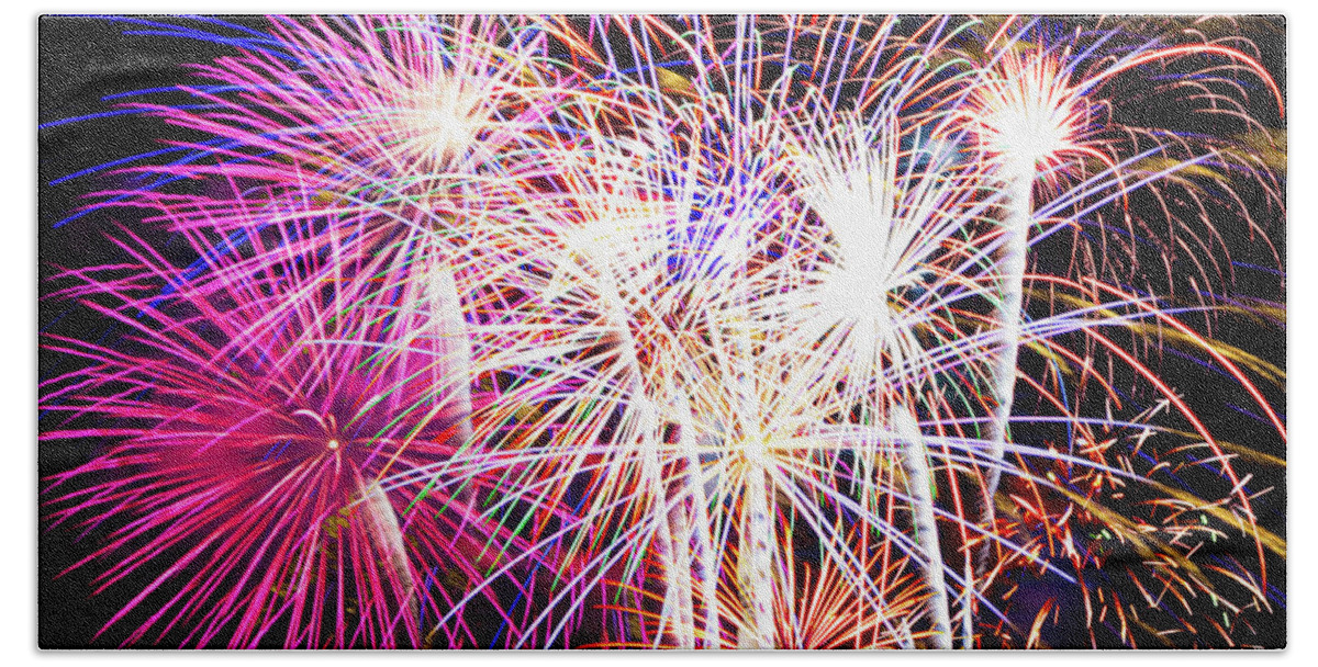 Fireworks Hand Towel featuring the photograph Fireworks by Barry Wills