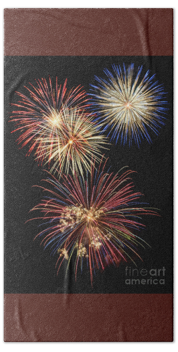 Fireworks Bath Towel featuring the digital art Fireworks by Leah McPhail