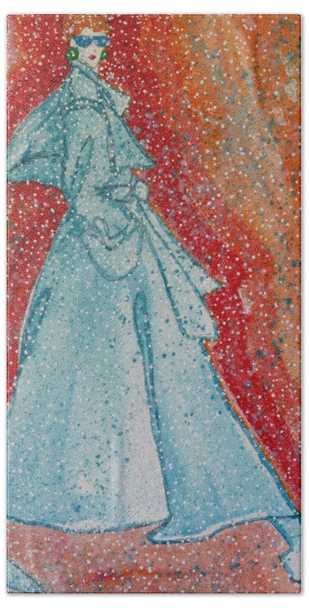 Woman Bath Towel featuring the painting First Snow by Adele Bower