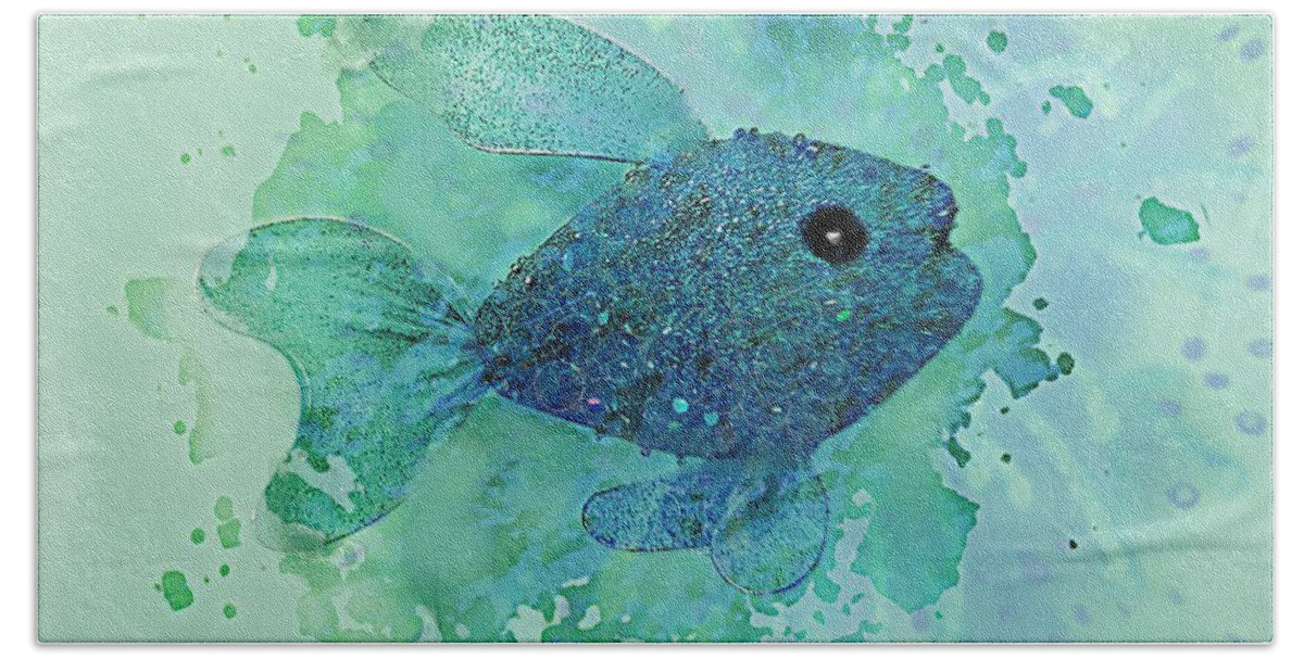 Fish Theme Hand Towel featuring the digital art Fish Splash by Pamela Smale Williams