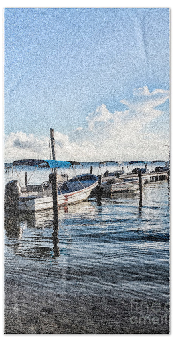 Belize Hand Towel featuring the photograph Fisherman's Marina by Lawrence Burry