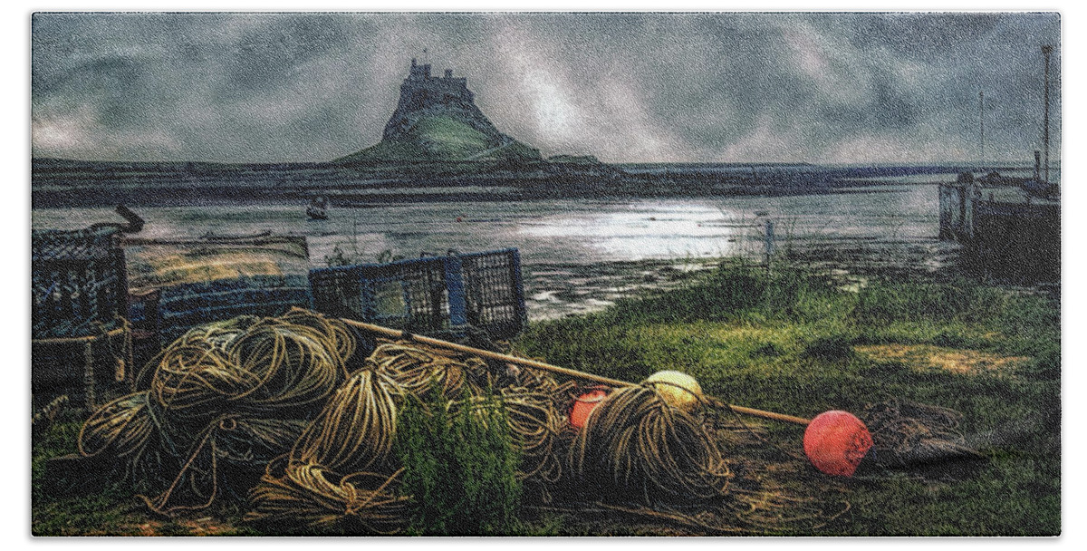 Fishing Gear Hand Towel featuring the photograph Fishing gear at Lindisfarne. by Brian Tarr