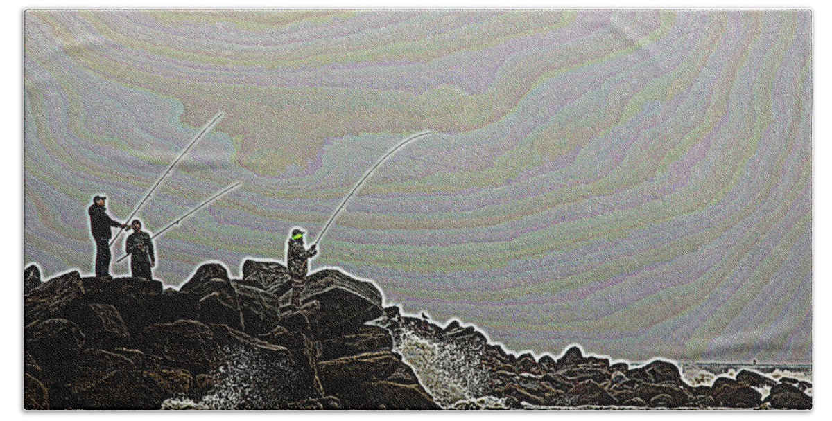 Fishing Hand Towel featuring the photograph Fishing in the Twilight Zone by Bob Cournoyer