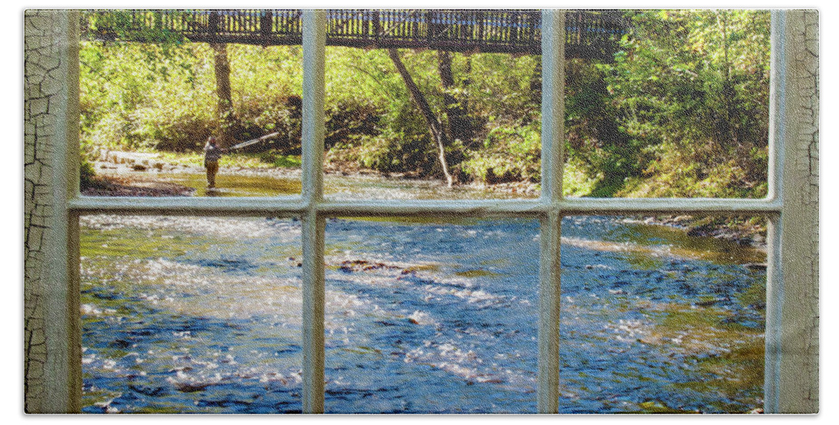 Fishing Bath Towel featuring the photograph Fishing Window by Randy Sylvia