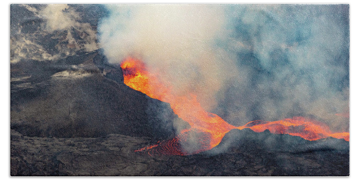 Lava Bath Towel featuring the photograph Fissure 8 in July by Christopher Johnson
