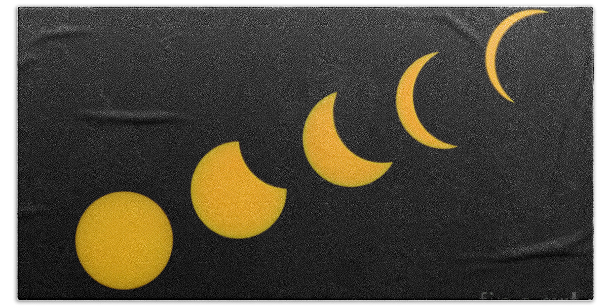 Eclipse Bath Towel featuring the photograph Five Phases of the Eclipse by Martin Konopacki