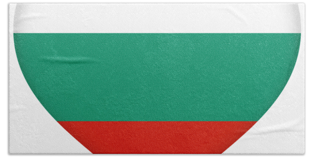 Bulgaria Bath Towel featuring the digital art Flag of Bulgaria Heart by Roy Pedersen
