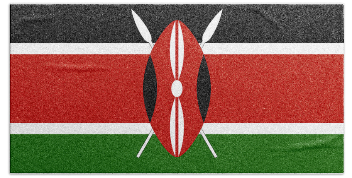 Africa Bath Towel featuring the digital art Flag of Kenya by Roy Pedersen