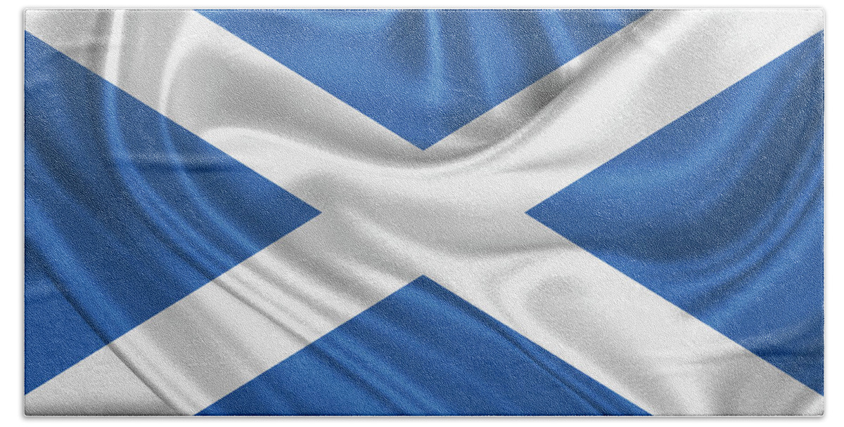 “world Heraldry” Collection Serge Averbukh Bath Towel featuring the digital art Flag of Scotland by Serge Averbukh