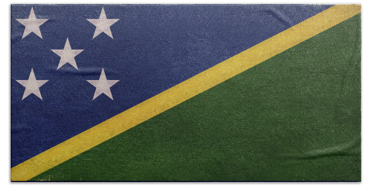 Solomon Islands Bath Towel featuring the photograph Flag of the Solomom Islands Grunge by Roy Pedersen