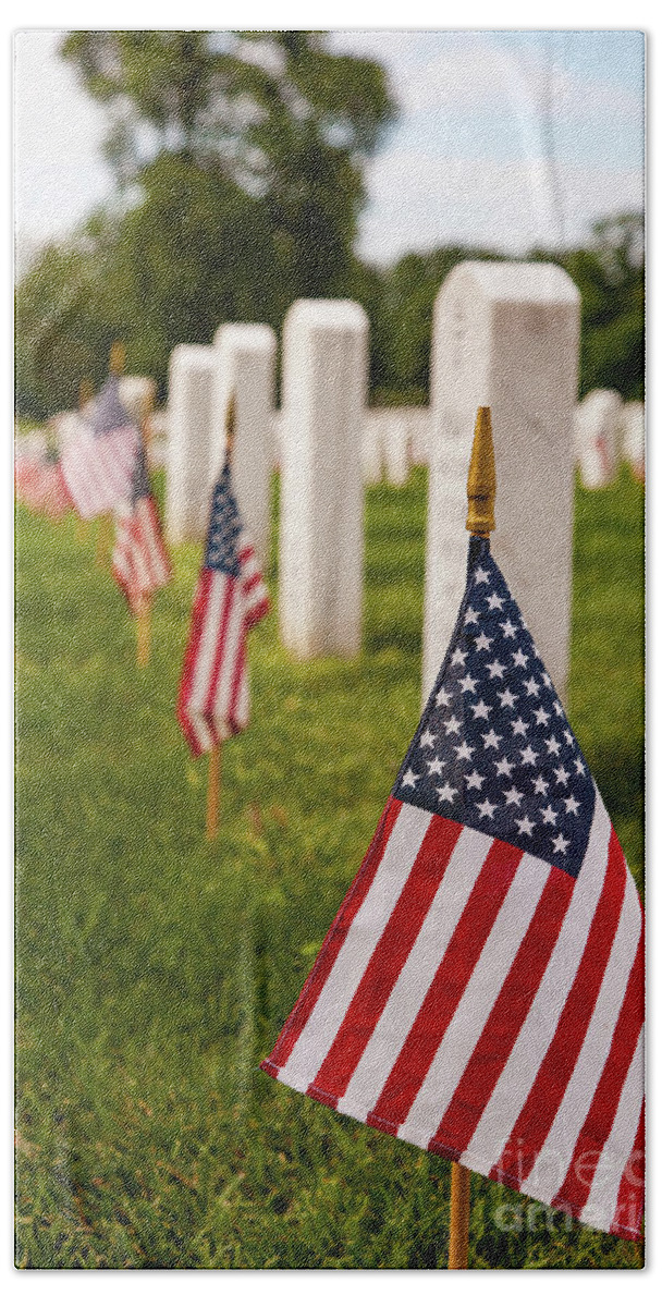 American Bath Towel featuring the photograph Flags at Arlington Cemetery by George Lehmann