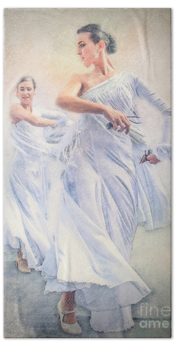 Flamenco Hand Towel featuring the photograph Flamenco in white by Brian Tarr