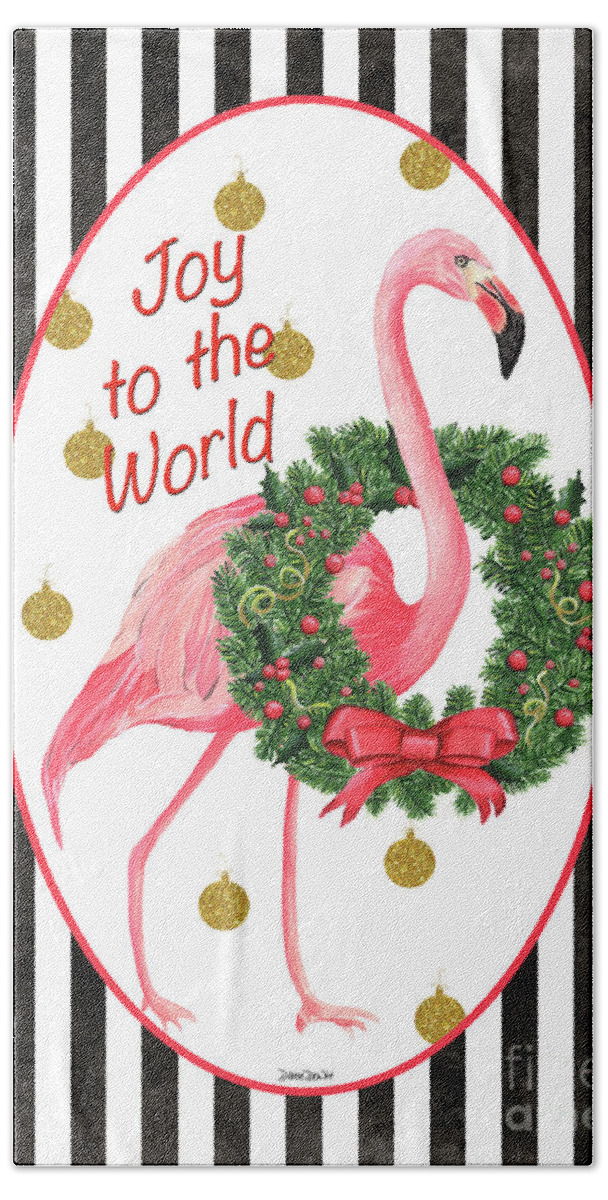 Flamingo Hand Towel featuring the painting Flamingo Amore 2 by Debbie DeWitt
