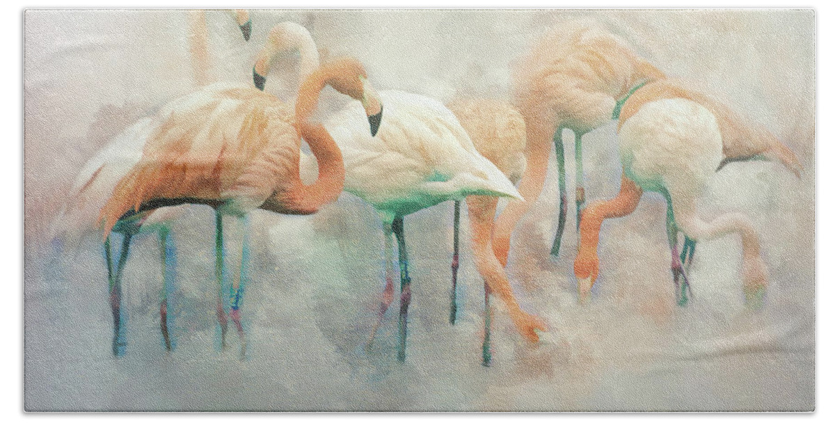 Flamingo Hand Towel featuring the digital art Flamingo Fantasy by Brian Tarr