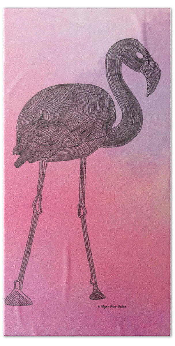 Bird Bath Towel featuring the digital art Flamingo5 by Megan Dirsa-DuBois