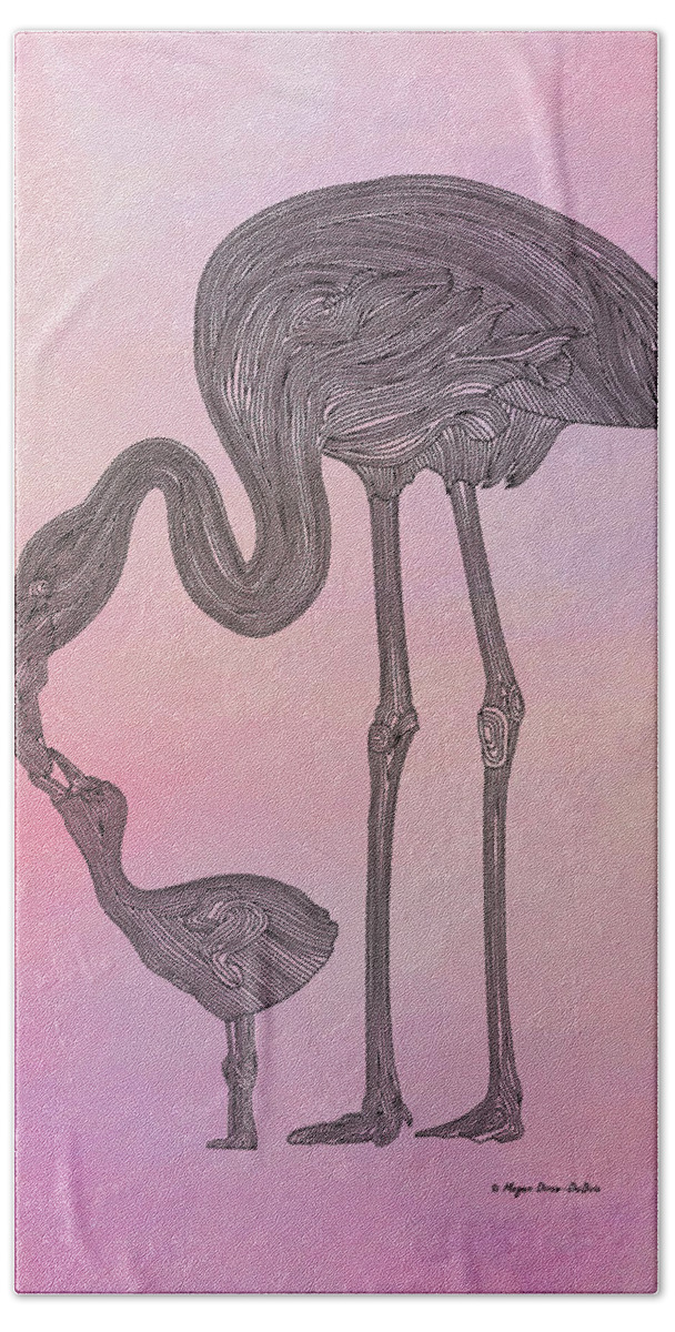 Bird Bath Towel featuring the digital art Flamingo6 by Megan Dirsa-DuBois