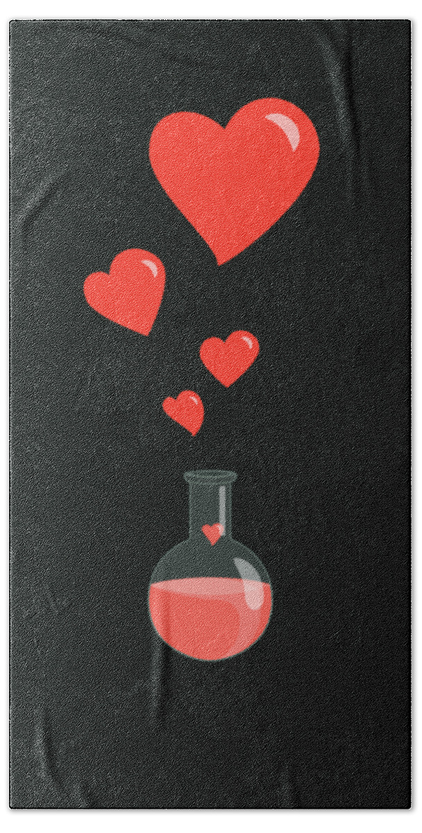 Geek Valentine Bath Towel featuring the digital art Flask of Hearts by Boriana Giormova