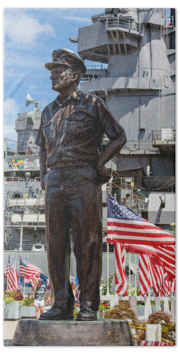 Statue Bath Towel featuring the photograph Fleet Admiral Nimitz by Jason Hughes