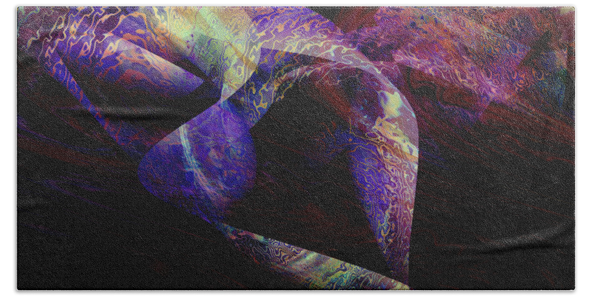 Abstract Hand Towel featuring the digital art Flight by Barbara Berney