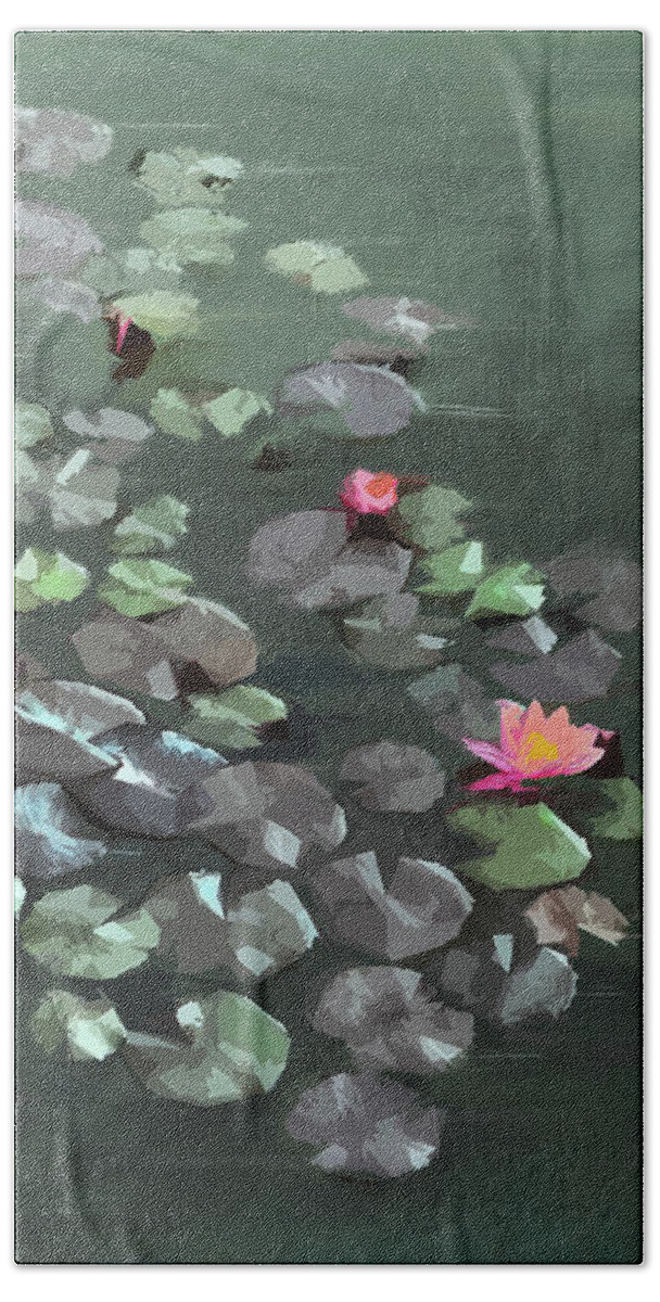 Water Lilies Hand Towel featuring the digital art Floating by Gina Harrison